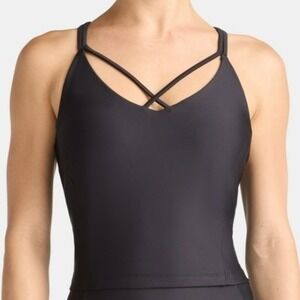 Avia Shine Longline Strappy Sports‎ Bra XXL (20) Black  Medium Impact New NWT